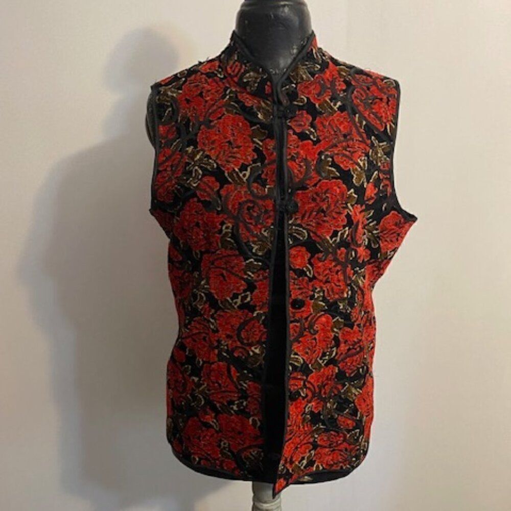 Draper & Damons Black/Red Floral print vest, size M